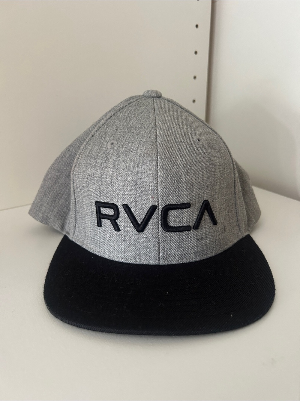 RVCA Grey Crown with Black Visor Embroidered Logo Snapback